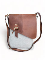 TERRA ORGANICA - Grand Sac Messager - fait de jute bio et cuir recyclé - Frêne