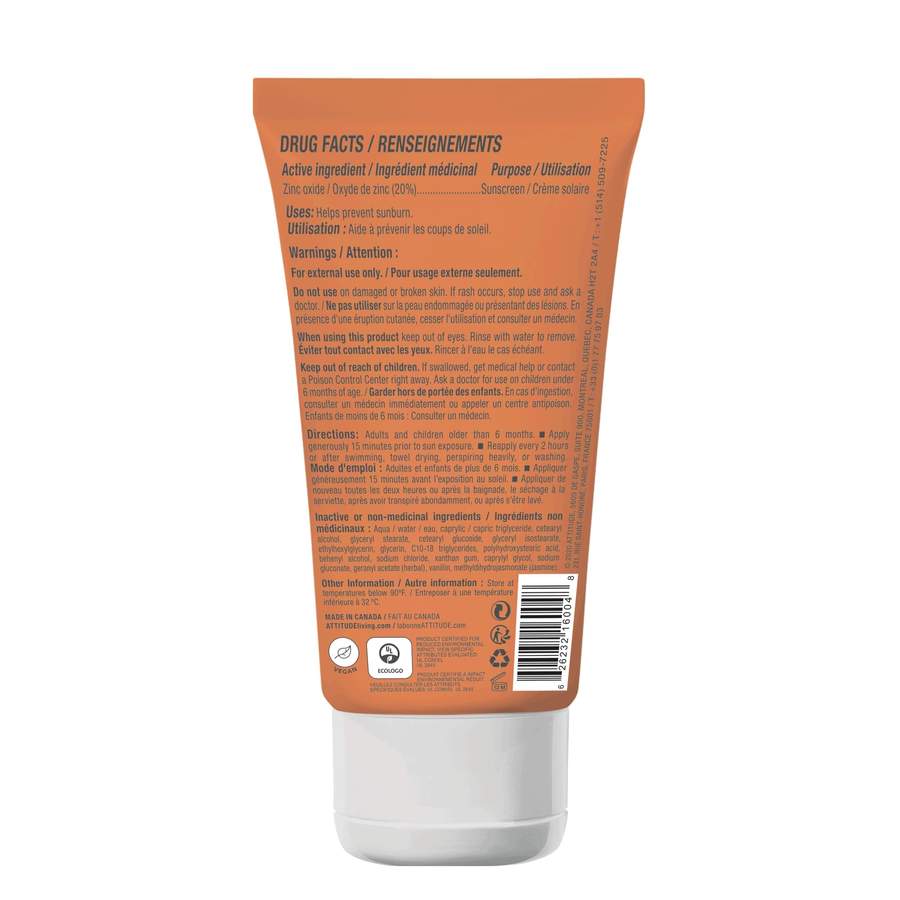 ATTITUDE - Crème solaire minérale pour enfants FPS 30 - Enfants – Base d’oxyde de zinc non nano - Fleur de vanille - Soins corps | Samara & Co