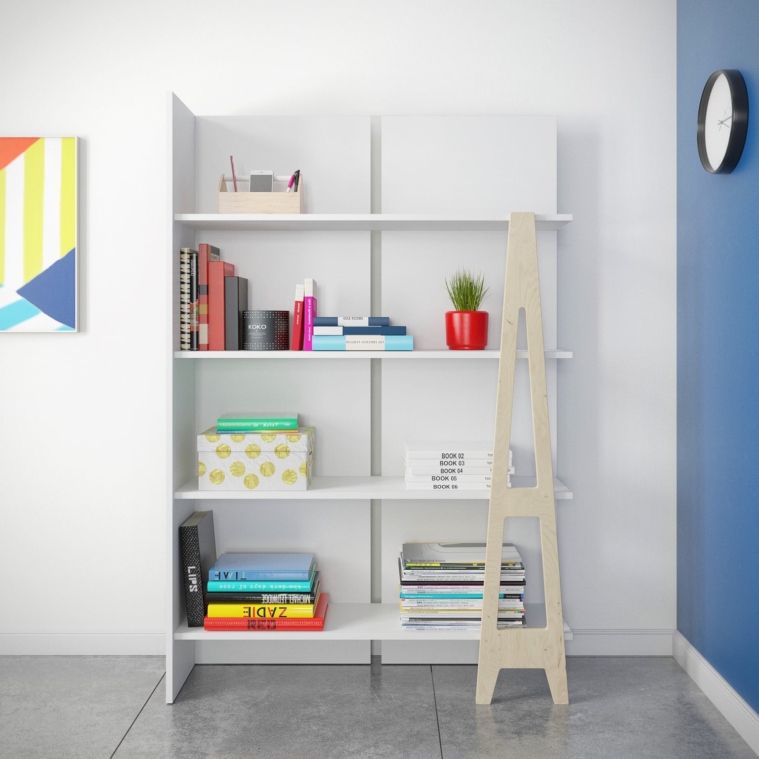 NEXERA - Bibliothèque à 4 tablettes de rangement - collection Atypik - fait au Québec - Maison | Samara & Co