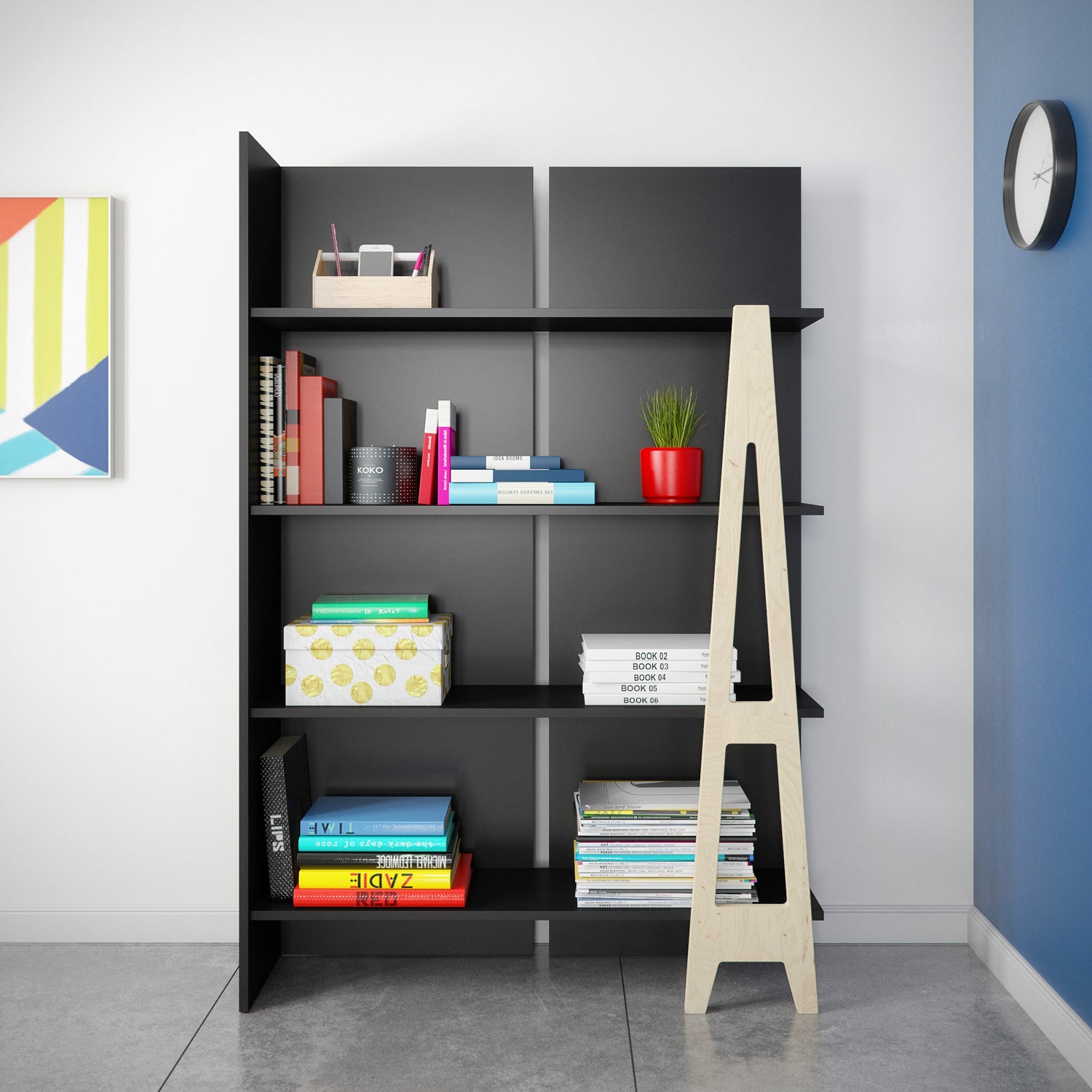 NEXERA - Bibliothèque à 4 tablettes de rangement - collection Atypik - fait au Québec - Maison | Samara & Co