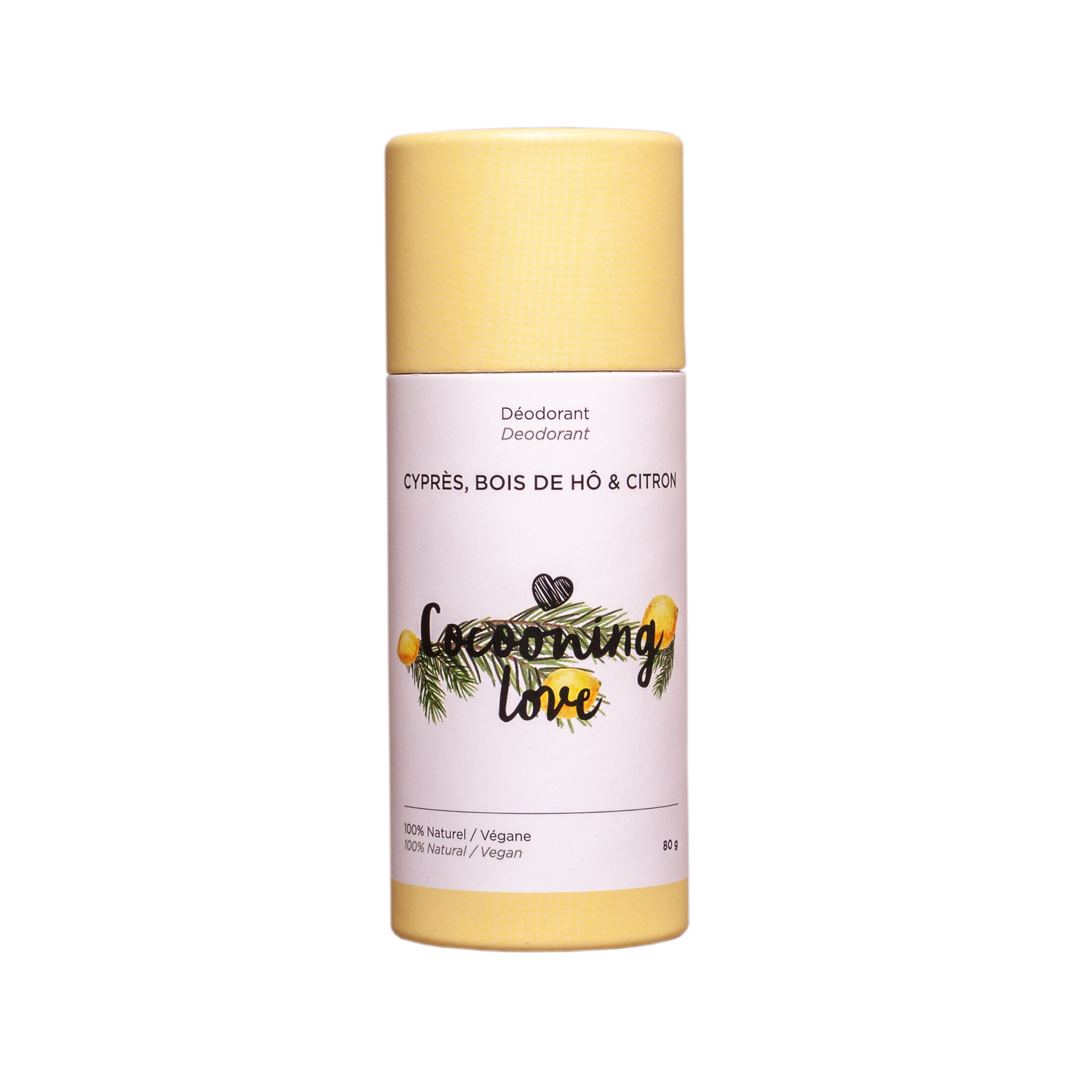 COCOONING LOVE - Déodorant végane Cyprès, Bois de hö & Citron - Contenant en carton Recyclable - Déodorant | Samara & Co