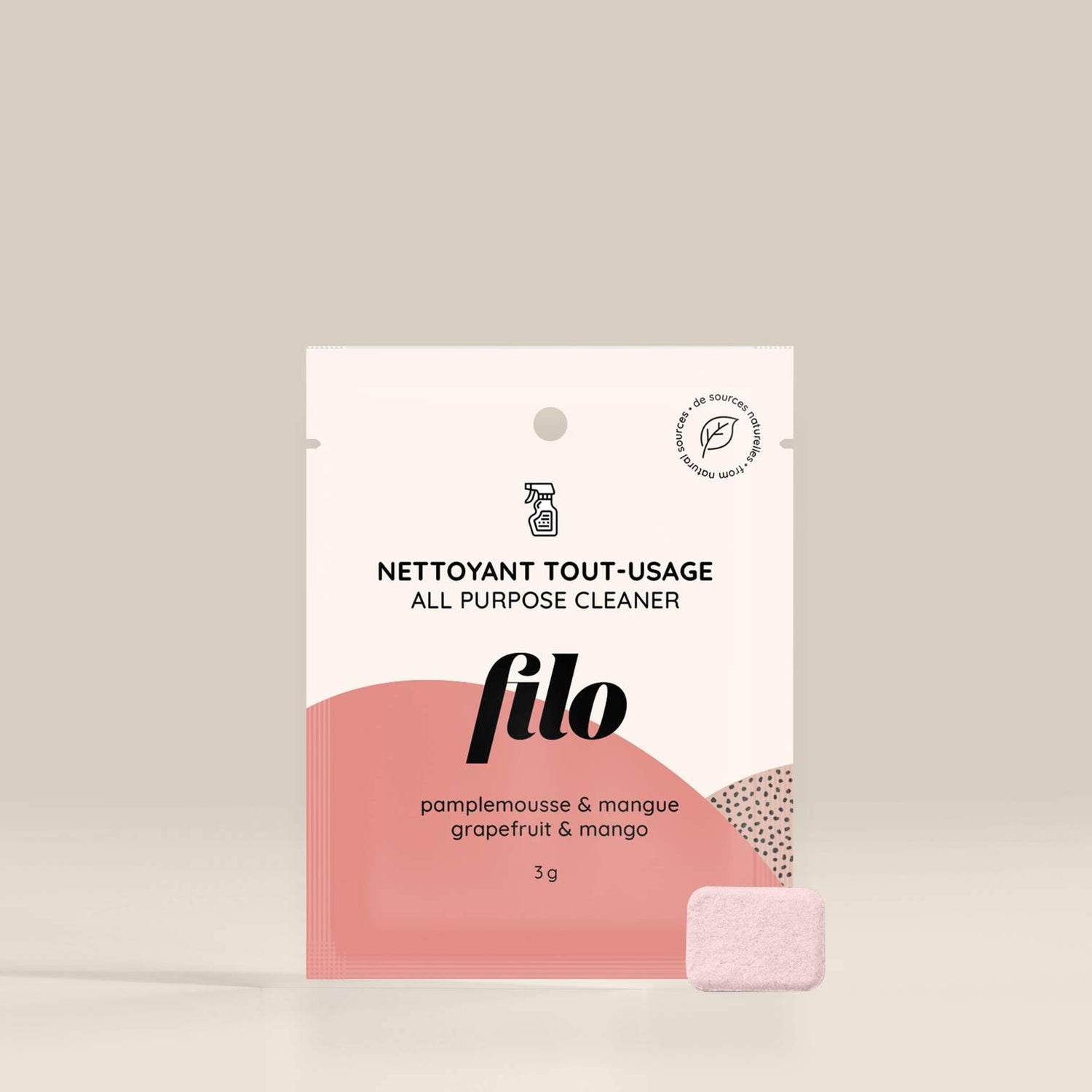 FILO - Pastille de nettoyant tout usage - Zéro plastique • Pamplemousse et Mangue