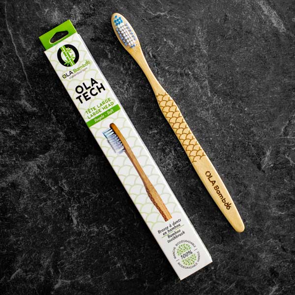 OLA BAMBOO - "OLA Tech" Toothbrush - 100% Biodegradable Bamboo Handle