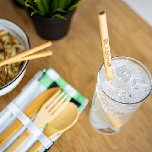 OLA BAMBOO - Kit Zéro Déchet avec baguettes - Ustensiles en bambou réutilisables - Accessoires Maison | Samara & Co