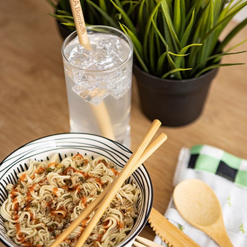 OLA BAMBOO - Kit Zéro Déchet avec baguettes - Ustensiles en bambou réutilisables - Accessoires Maison | Samara & Co