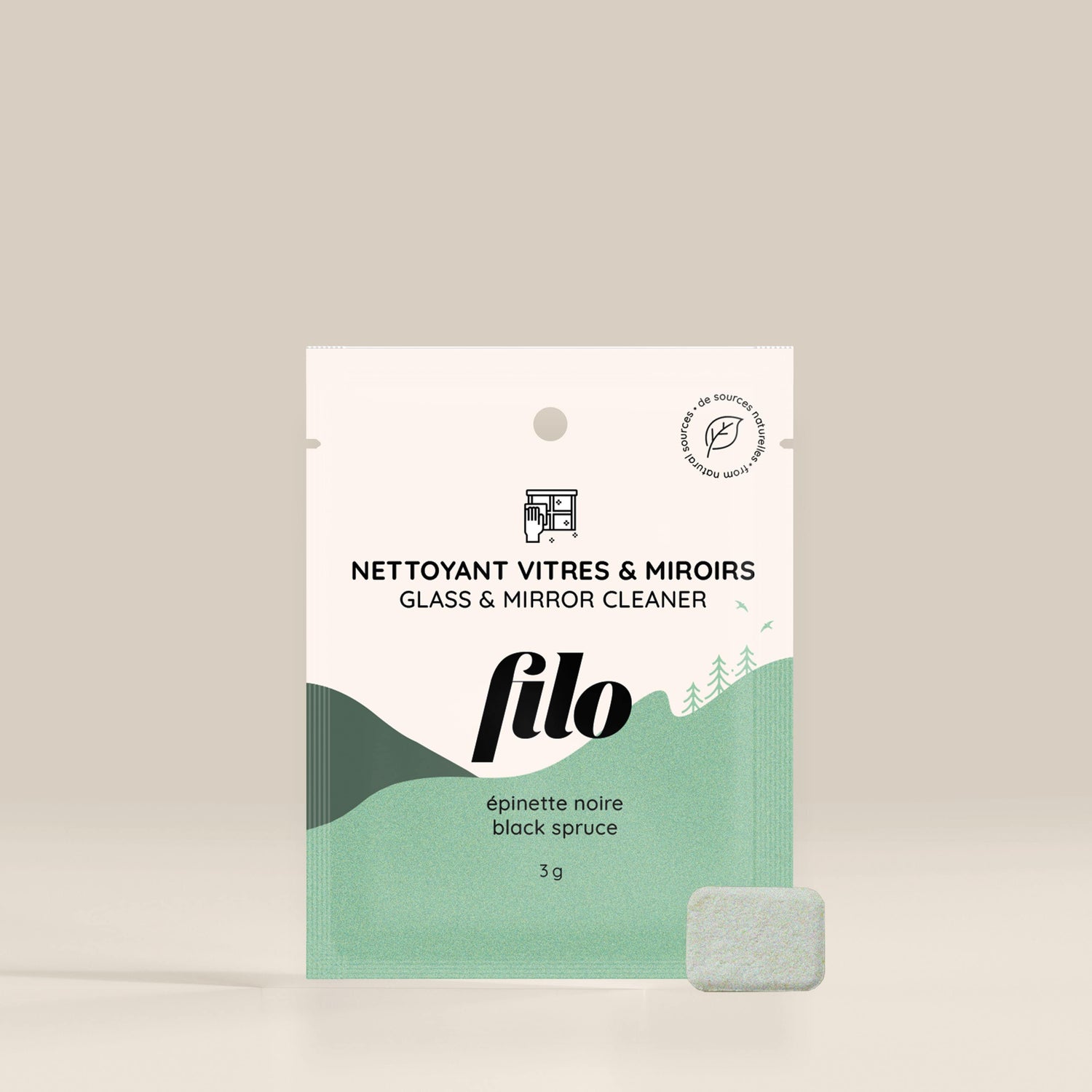 FILO - Pastille de nettoyant à vitres et miroirs - Zéro plastique - Produits nettoyants | Samara & Co