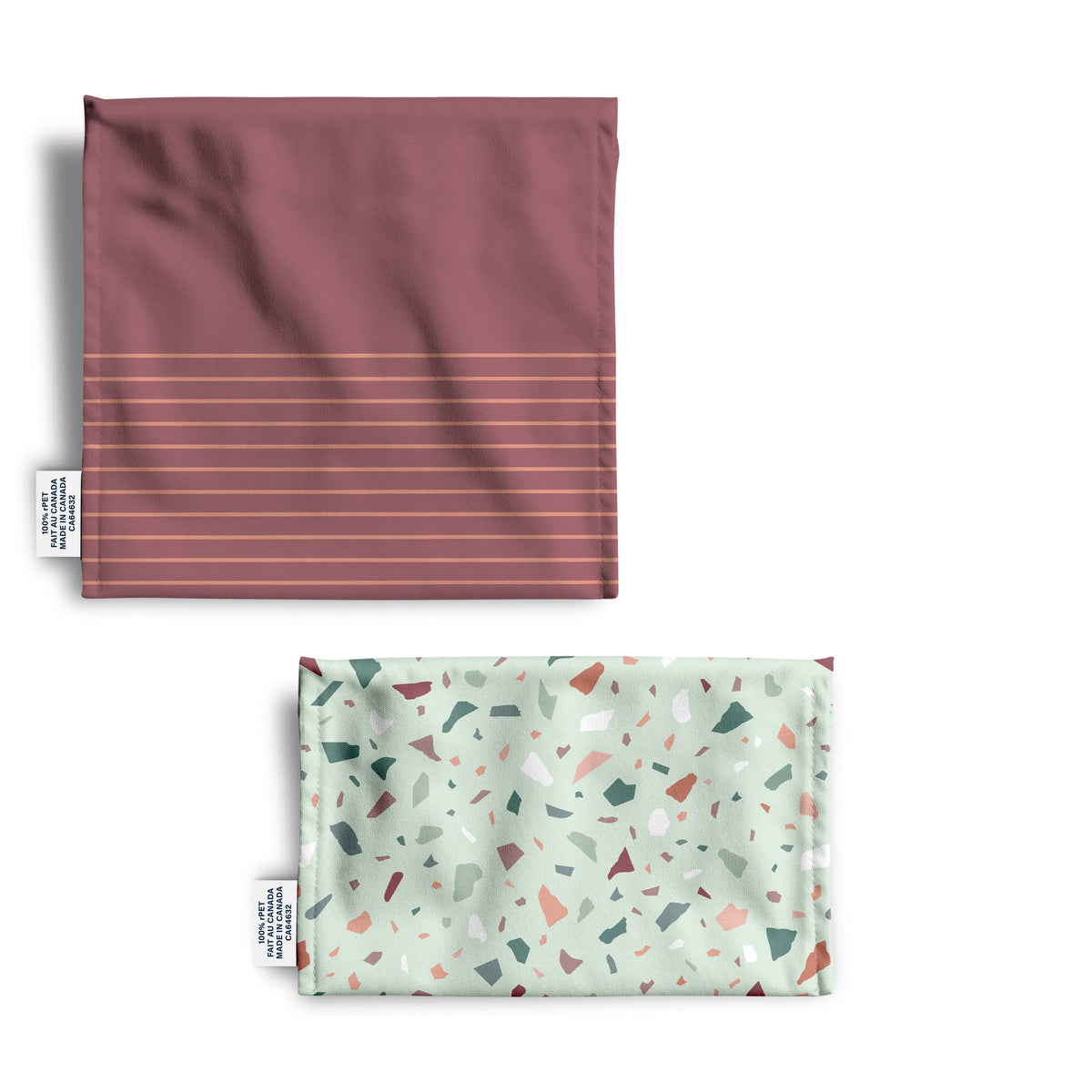DEMAIN DEMAIN - Set of 2 Reusable Lunch Bags - made from recycled plastic bottles • Terrazzo
