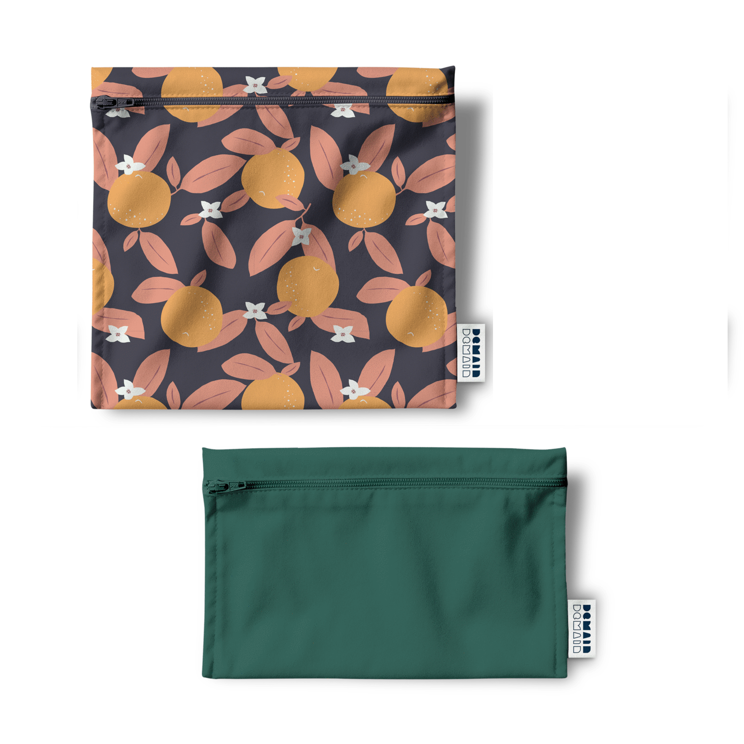 DEMAIN DEMAIN - Set of 2 Reusable Lunch Bags - made from recycled plastic bottles • Oranges