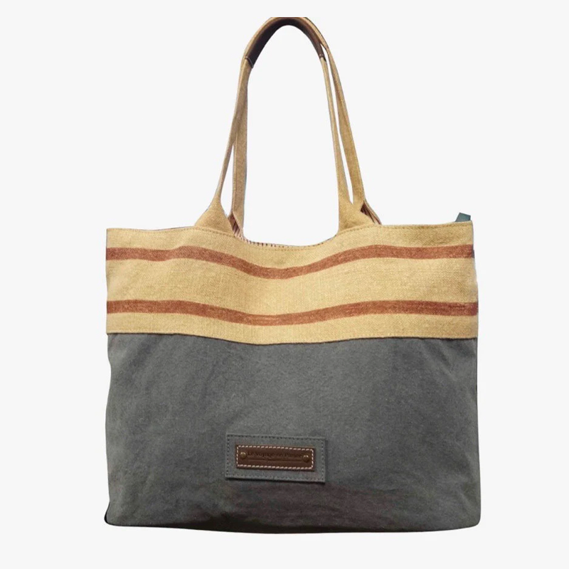 TERRA ORGANICA - Sac de plage - fait de jute bio, coton et cuir recyclé