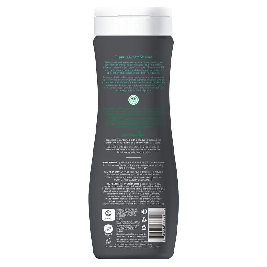 ATTITUDE - Super leaves™  - 2 en 1 Shampoing et Gel Nettoyant - Soin du cuir chevelu – Élimine les pellicules libres - Soins cheveux | Samara & Co