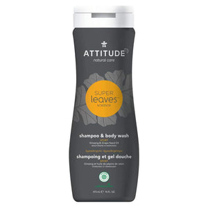 ATTITUDE - Super leaves™ - 2 en 1 Shampoing et Gel Nettoyant - Sport - Hydratant et énergisant - Soins cheveux | Samara & Co