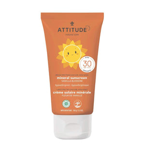 ATTITUDE - Crème solaire minérale pour enfants FPS 30 - Enfants – Base d’oxyde de zinc non nano - Fleur de vanille - Soins corps | Samara & Co