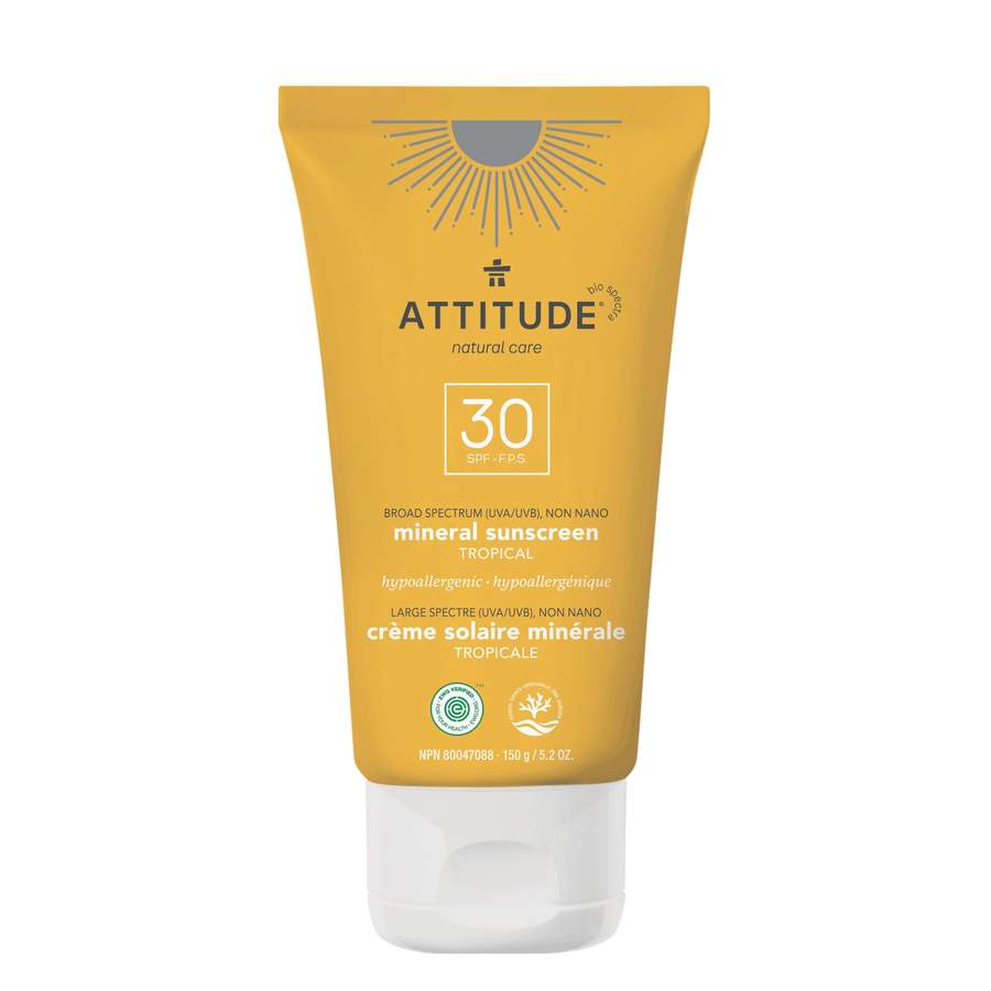 ATTITUDE - Crème solaire minérale FPS 30 - Base d’oxyde de zinc non nano – Tropical - Soins corps | Samara & Co
