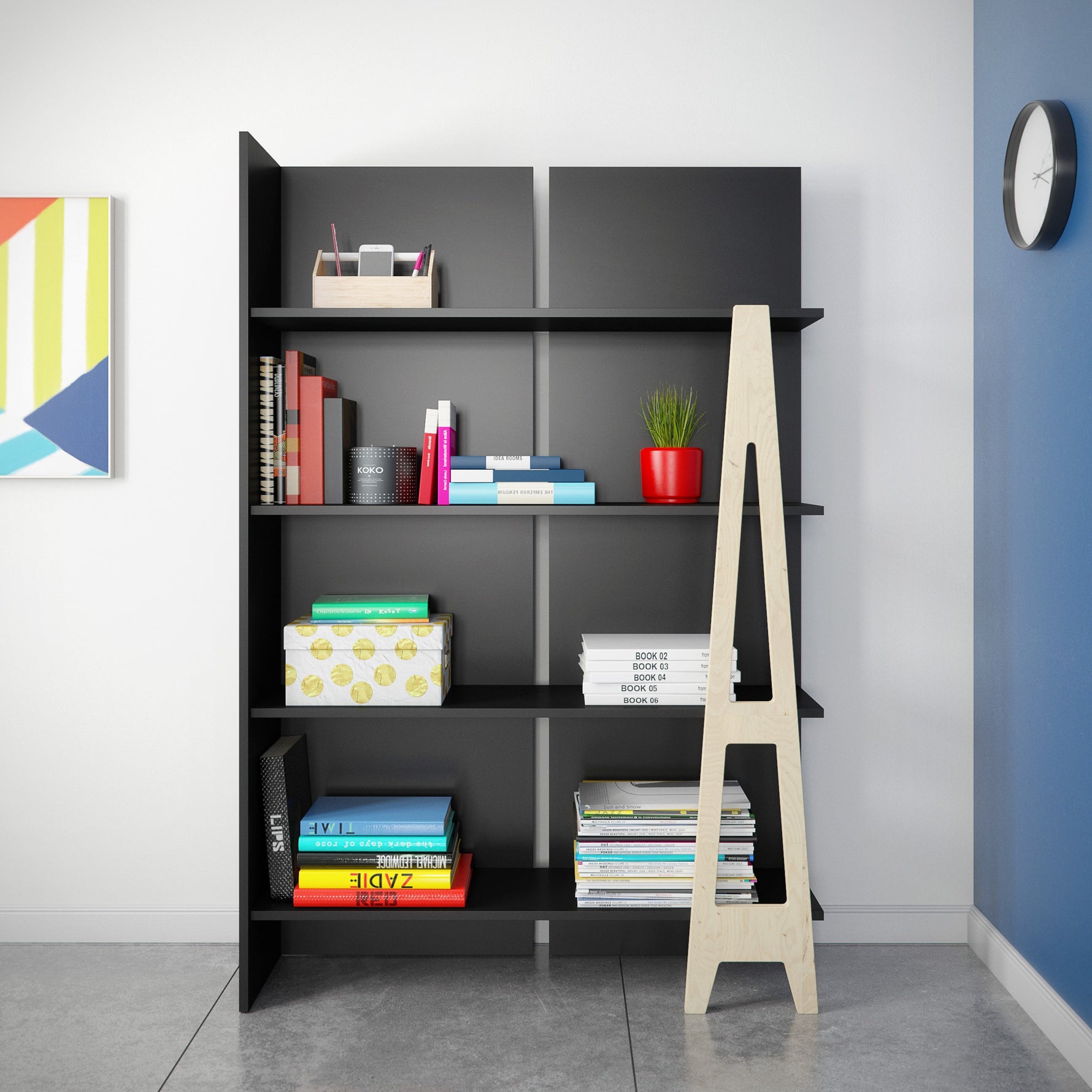 NEXERA - Bibliothèque à 4 tablettes de rangement - collection Atypik - fait au Québec - Maison | Samara & Co