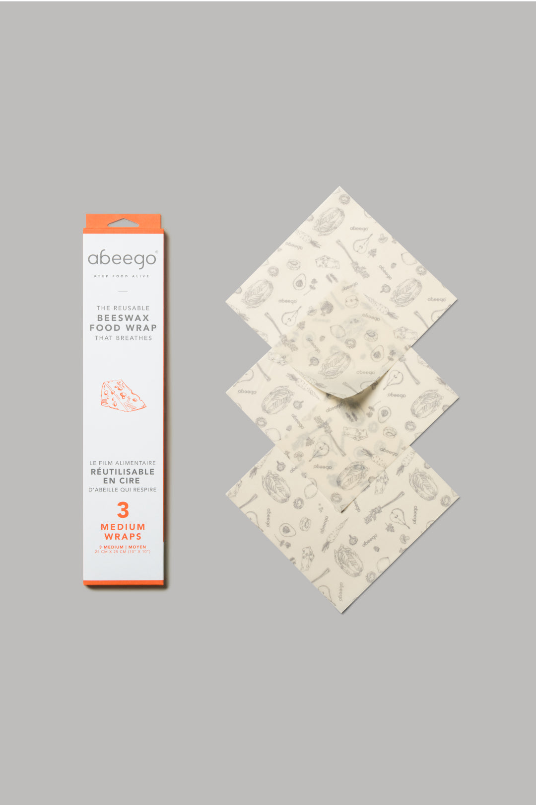 ABEEGO - Emballage alimentaire biodégradable - 3 Moyens - Accessoires Maison | Samara & Co