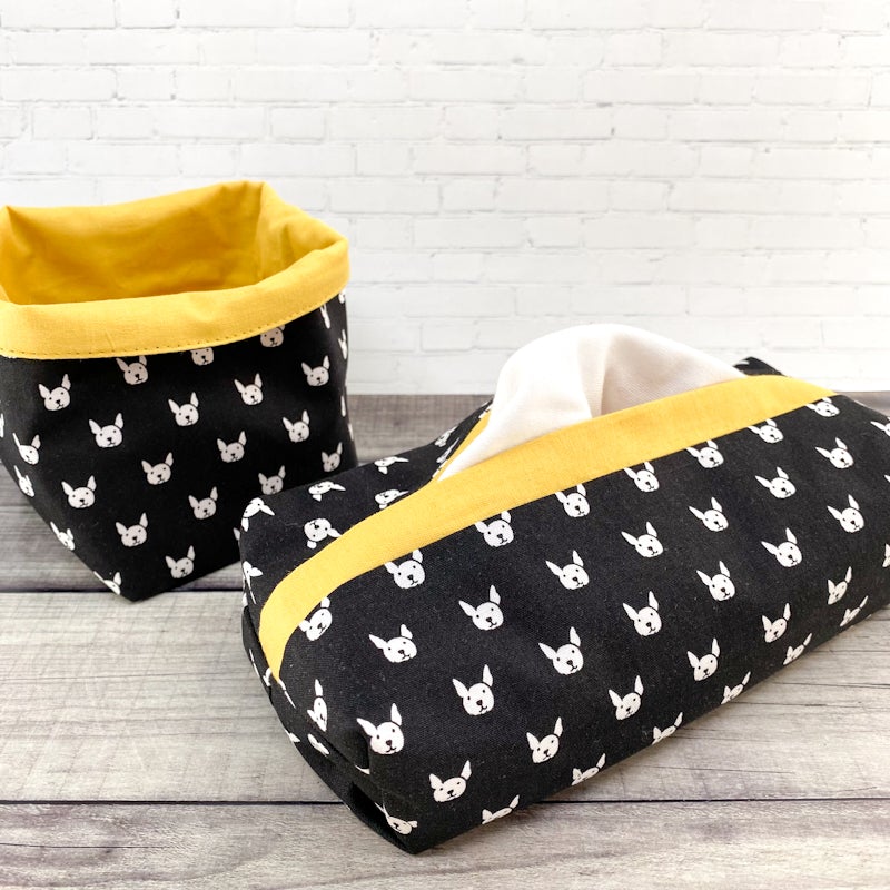 BATEAU BATEAU - Ensemble de 24 mouchoirs lavables • Chiens Bouledogues / Jaune