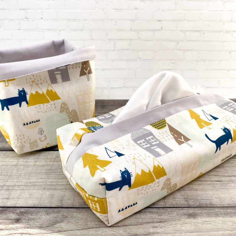 BATEAU BATEAU - Ensemble de 24 mouchoirs lavables • Chats en ville / Gris clair