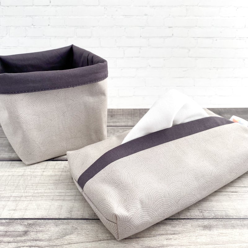BATEAU BATEAU - Ensemble de 12 mouchoirs lavables • Japonais taupe / Gris foncé