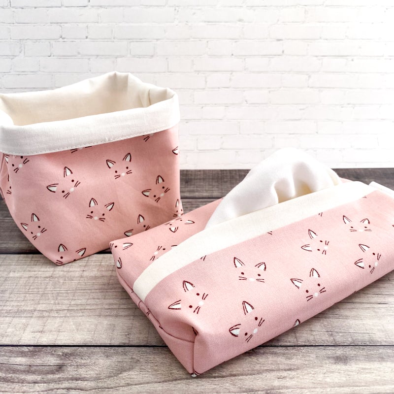 BATEAU BATEAU - Ensemble de 12 mouchoirs lavables • Chats roses / Crème