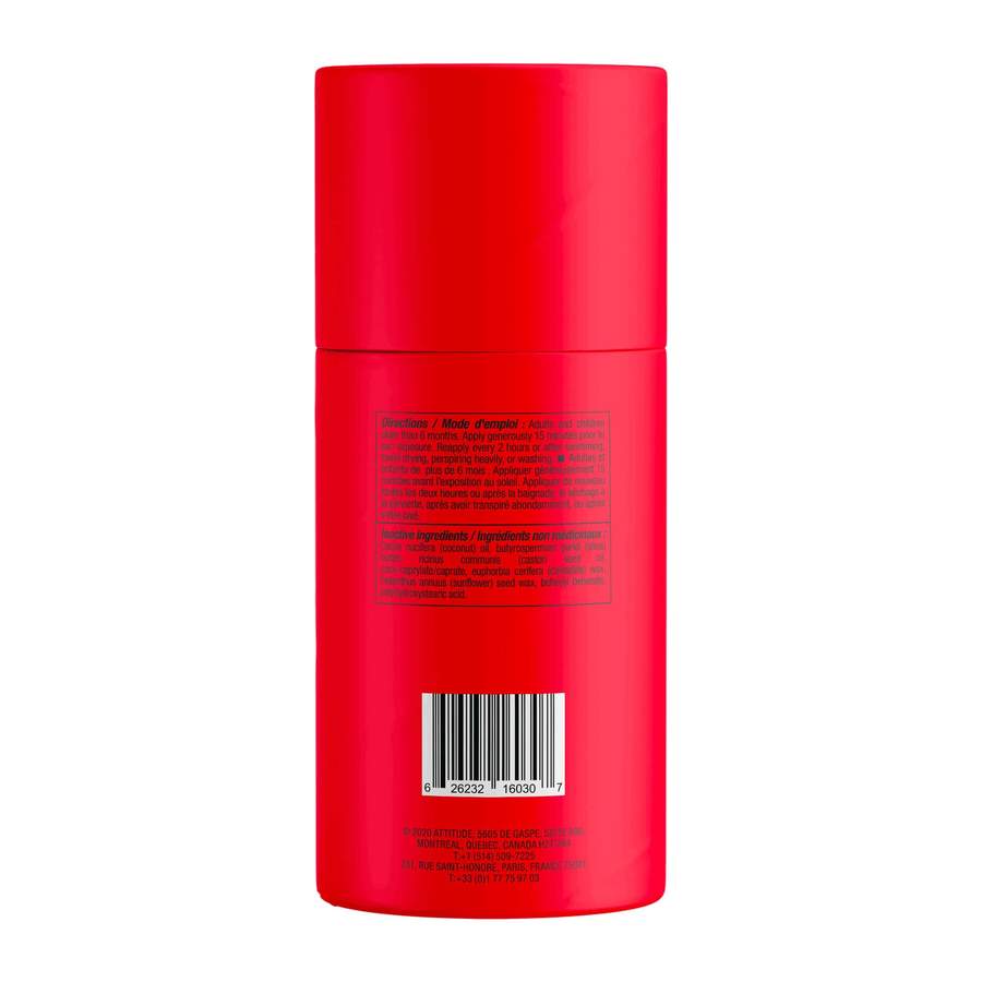 ATTITUDE - Bâton solaire minéral sans plastique FPS 30 – Sans odeur - Contenant en carton biodégradable - Soins corps | Samara & Co