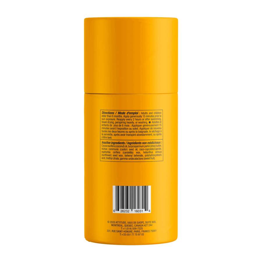 ATTITUDE - Bâton solaire minéral sans plastique FPS 30 – Tropical - Contenant en carton biodégradable - Soins corps | Samara & Co