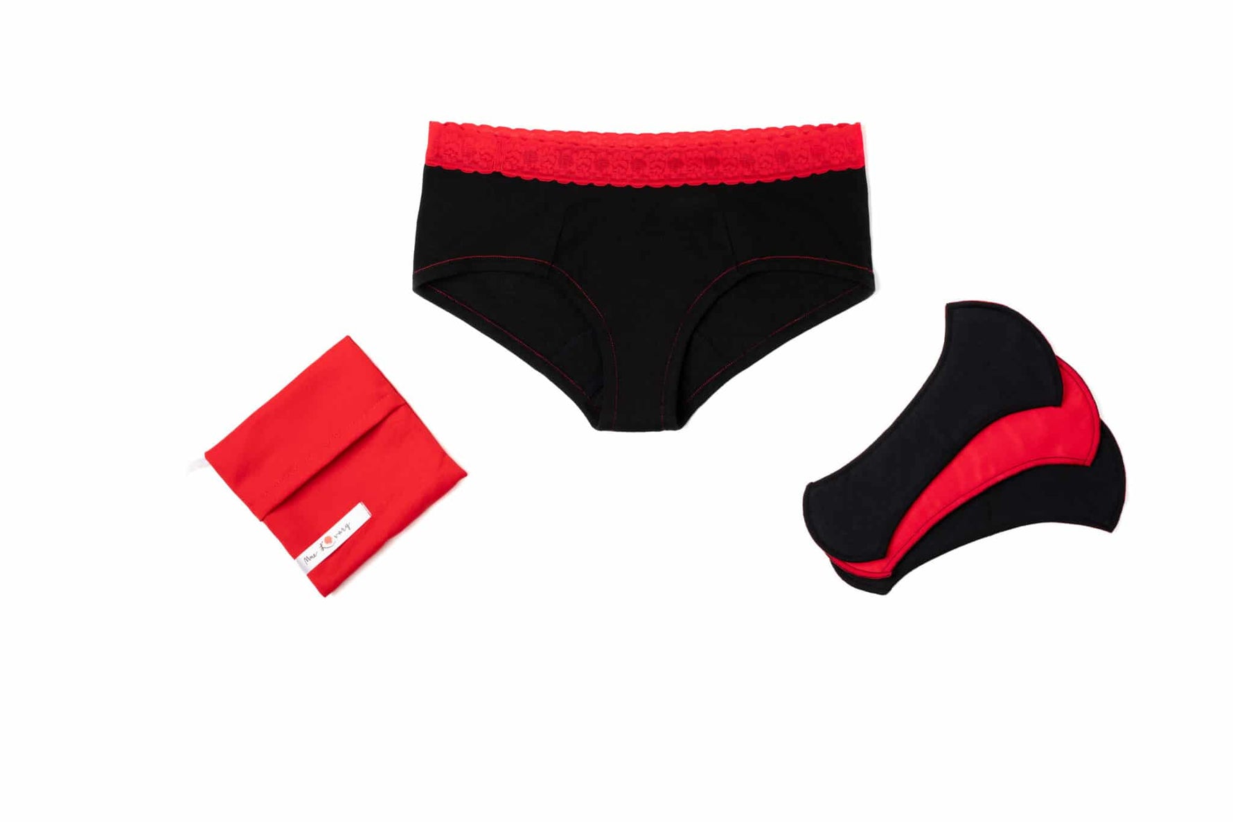 MME L'OVARY - Culottes menstruelles de jour - La Dentelle & 3 serviettes - Fibre naturelle - Culotte menstruelle | Samara & Co