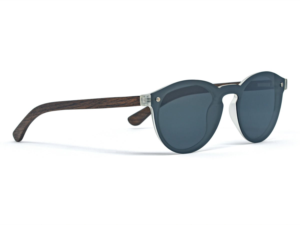 GOWOOD - Rio - Lunettes de soleil rondes en bois de noyer avec verres polarisés une pièce noir - Lunettes de soleil | Samara & Co