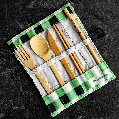 OLA BAMBOO - Kit Zéro Déchet avec baguettes - Ustensiles en bambou réutilisables - Accessoires Maison | Samara & Co