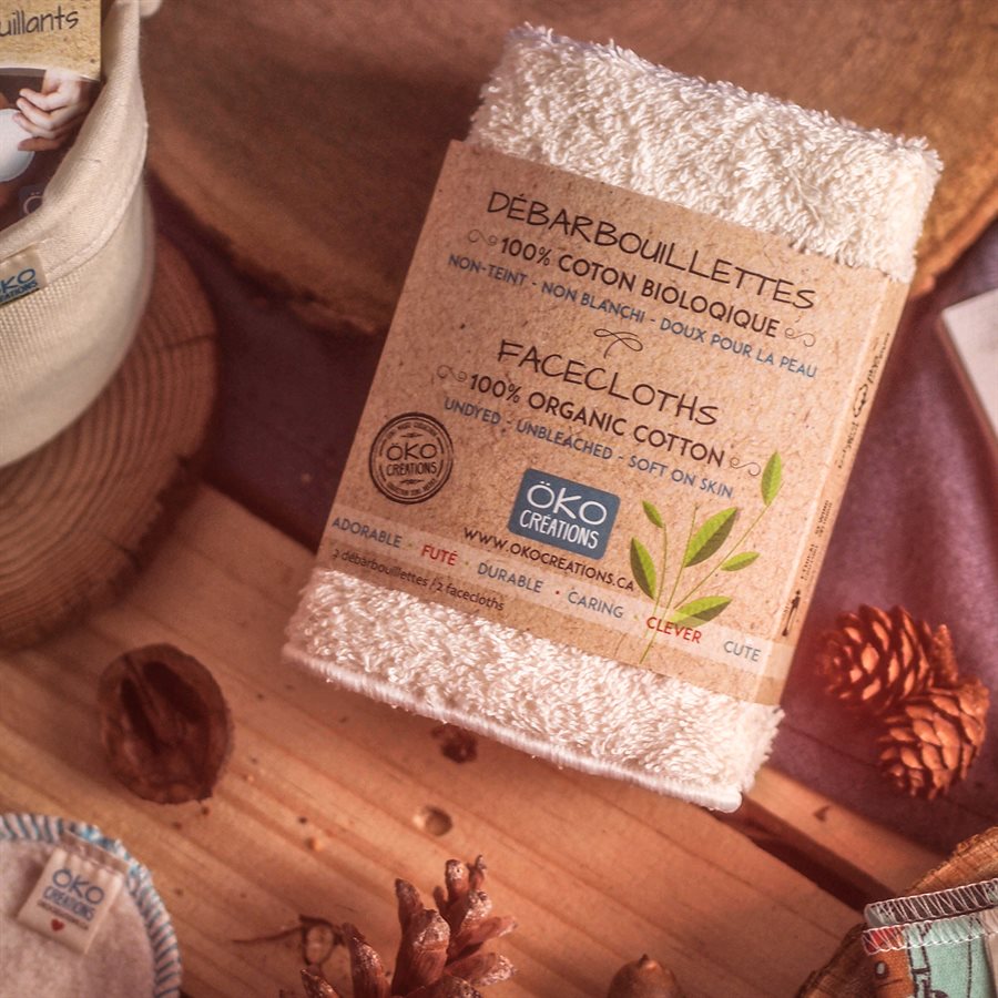 ÖKO CRÉATIONS - Grande Débarbouillettes dont le tissu de coton-éponge biologique - Accessoires soins | Samara & Co