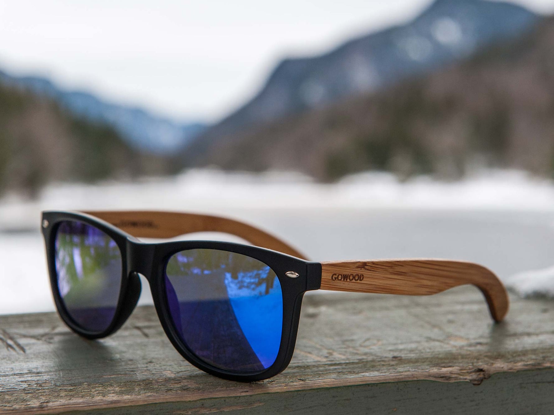 GOWOOD - Los Angeles - Lunettes de soleil en bois de bambou avec verres miroir bleu polarisés - Lunettes de soleil | Samara & Co