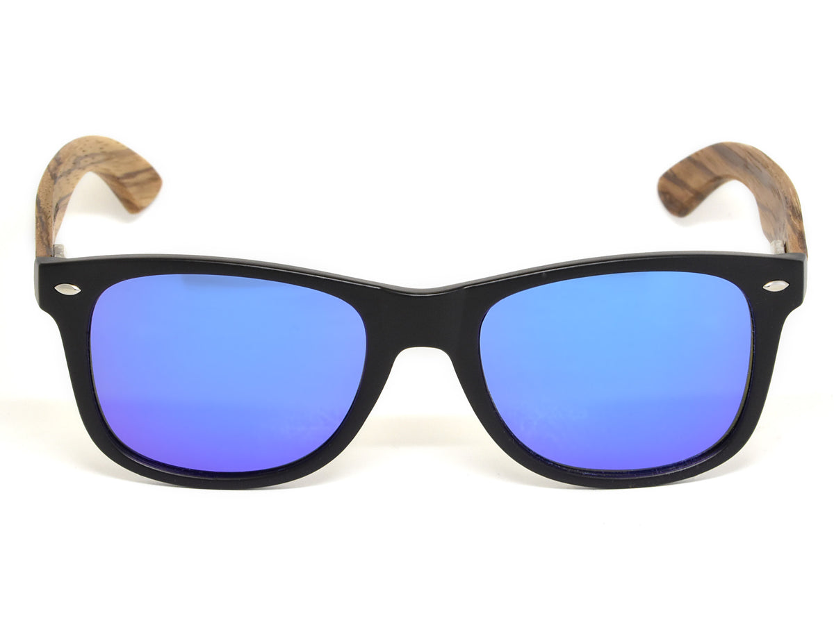 GOWOOD - Los Angeles - Lunettes de soleil en bois de zèbre avec verres miroir bleu polarisés - Lunettes de soleil | Samara & Co