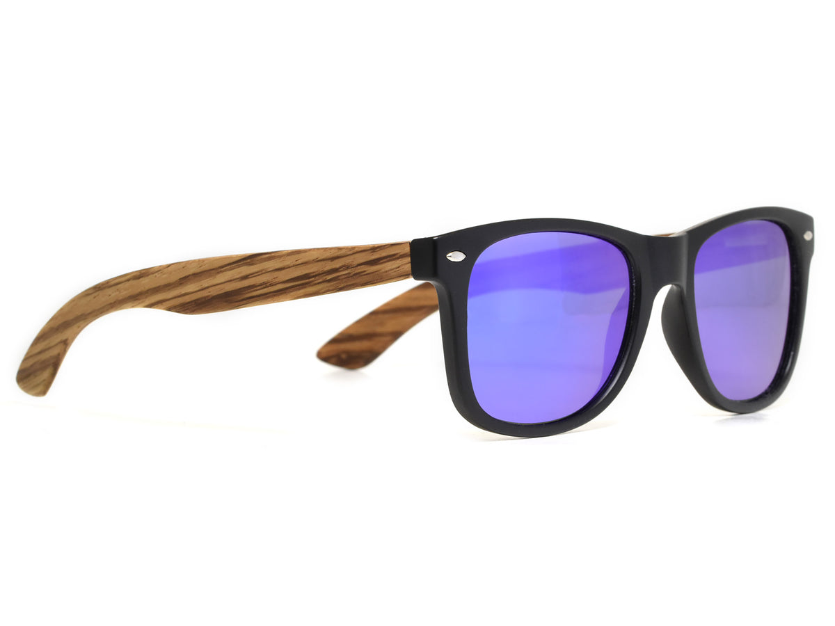 GOWOOD - Los Angeles - Lunettes de soleil en bois de zèbre avec verres miroir bleu polarisés - Lunettes de soleil | Samara & Co