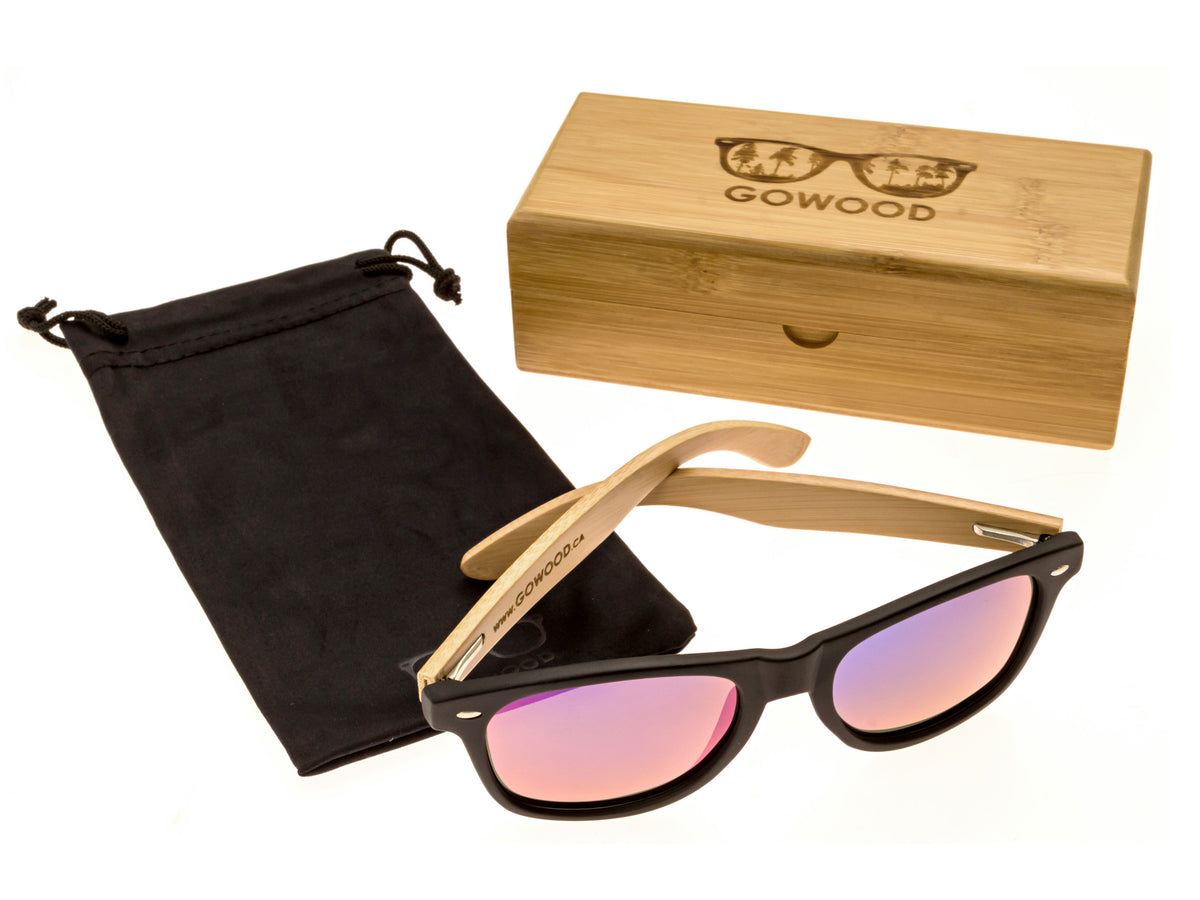 GOWOOD - Los Angeles - Lunettes de soleil en bois de bambou avec verres miroir bleu polarisés - Lunettes de soleil | Samara & Co