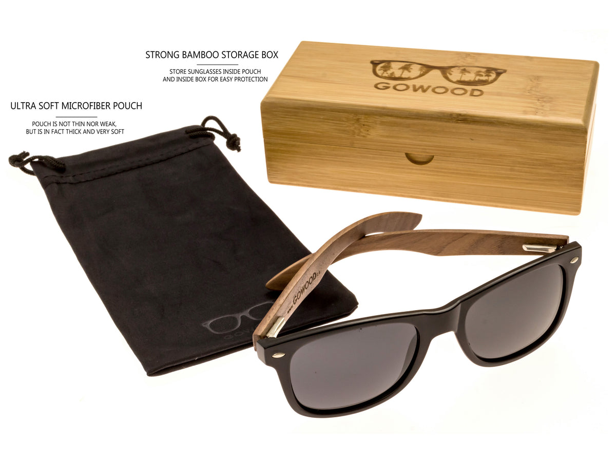 GOWOOD - Los Angeles - Lunettes de soleil en bois de noyer avec verres noir polarisés - Lunettes de soleil | Samara & Co