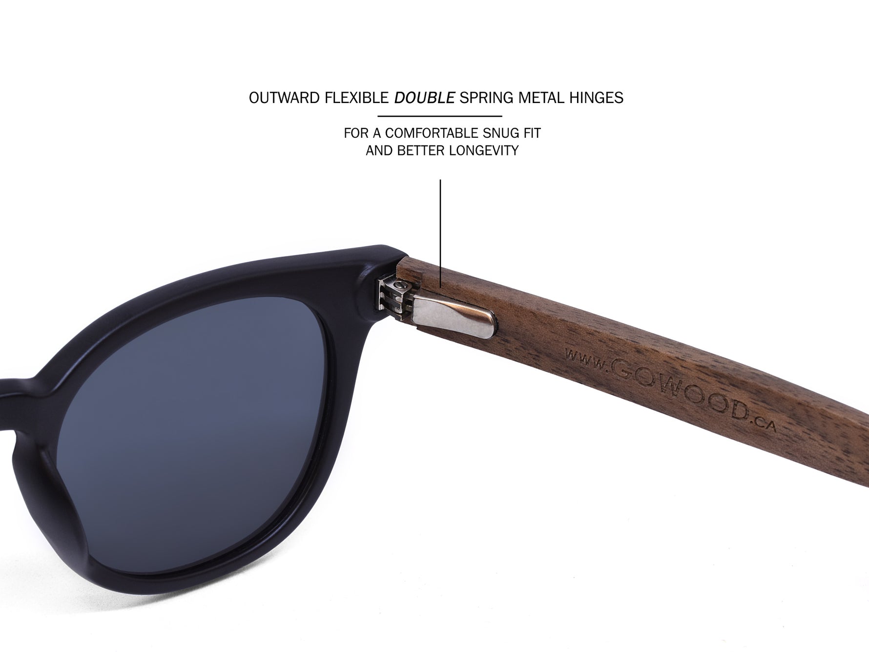 GOWOOD - Lisboa - Lunettes de soleil rondes en bois de noyer avec verres noir polarisés - Lunettes de soleil | Samara & Co