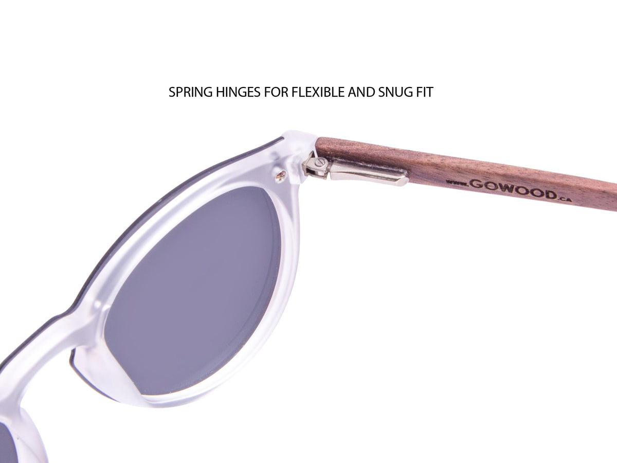 GOWOOD - Rio - Lunettes de soleil rondes en bois de noyer avec verres polarisés une pièce noir - Lunettes de soleil | Samara & Co