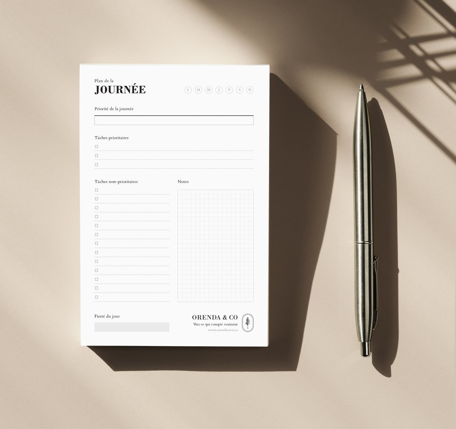 ORENDA & CO - Day Planner Notepad - Created and printed in Montreal