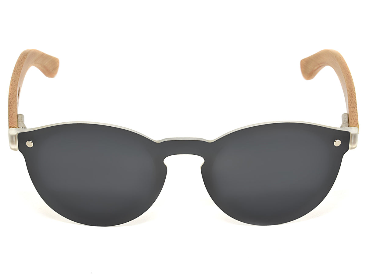 GOWOOD - Rio - Lunettes de soleil rondes en bois de bambou avec verres polarisés une pièce gris foncé - Lunettes de soleil | Samara & Co