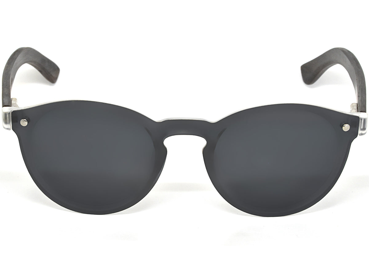 GOWOOD - Rio - Lunettes de soleil rondes en bois d’ébène avec verres polarisés une pièce gris foncé - Lunettes de soleil | Samara & Co