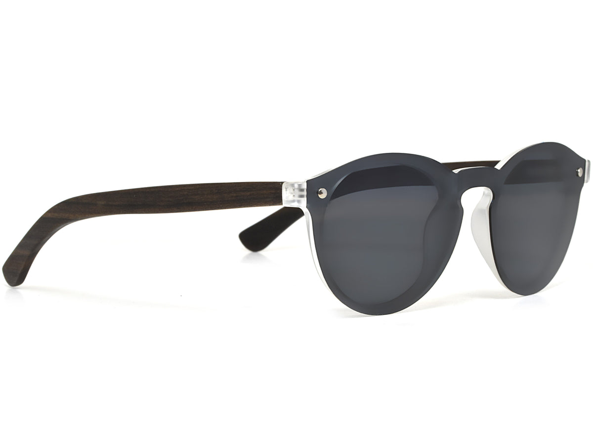 GOWOOD - Rio - Lunettes de soleil rondes en bois d’ébène avec verres polarisés une pièce gris foncé - Lunettes de soleil | Samara & Co