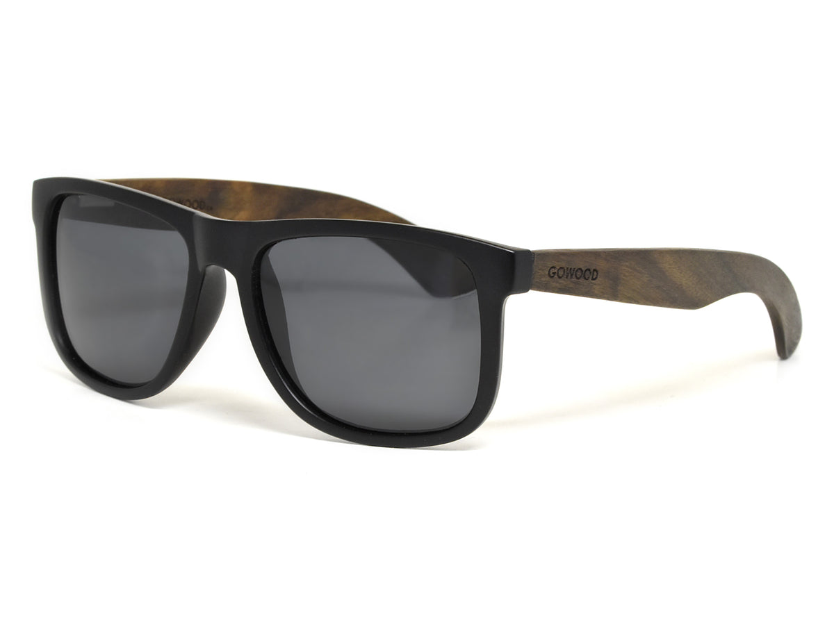 GOWOOD -  Sydney - Lunettes de soleil carrées en bois d’ébène avec verres noir polarisés - Lunettes de soleil | Samara & Co
