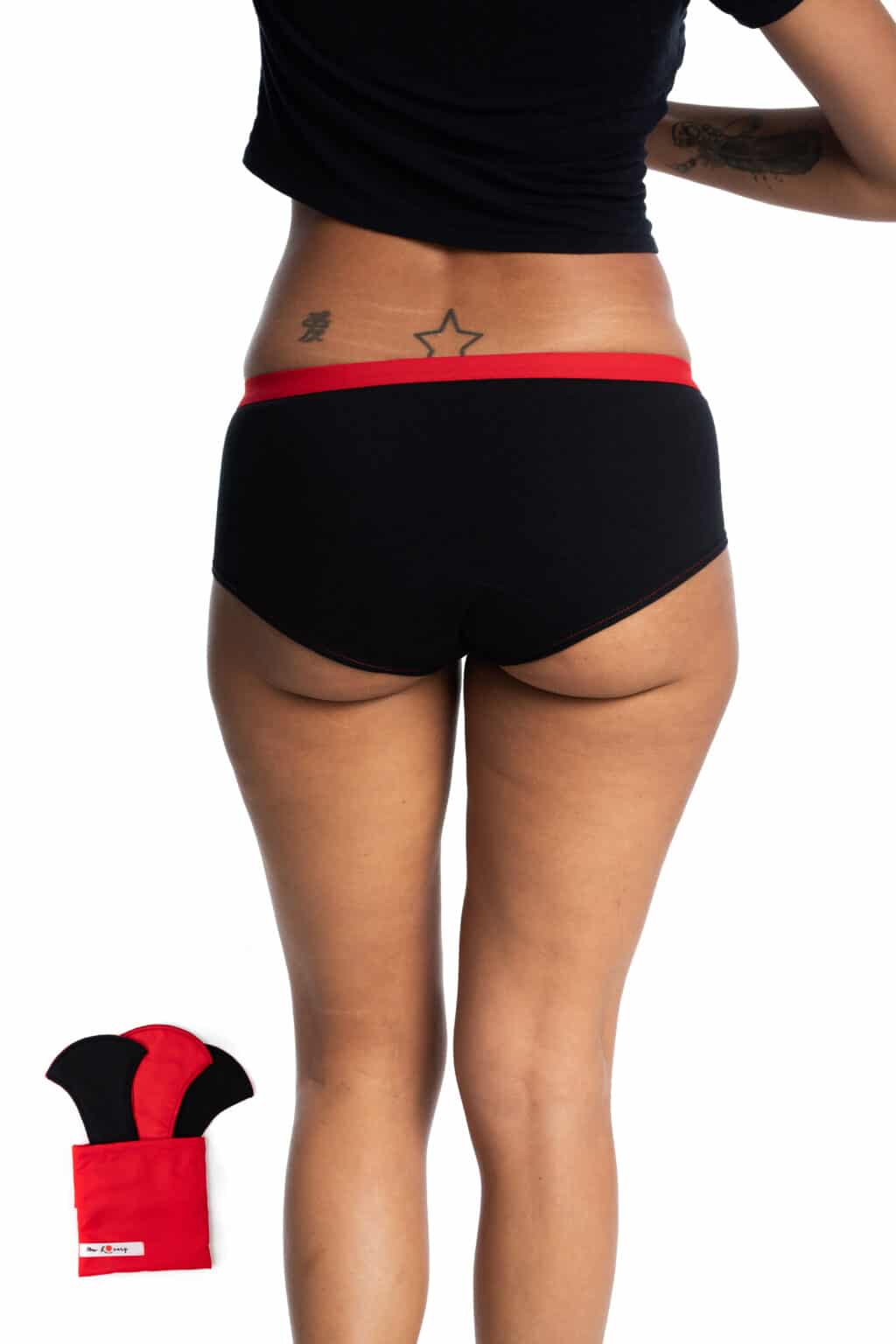 MME L'OVARY - Culottes menstruelles de jour - La Shorty & 3 serviettes - Fibre naturelle - Culotte menstruelle | Samara & Co