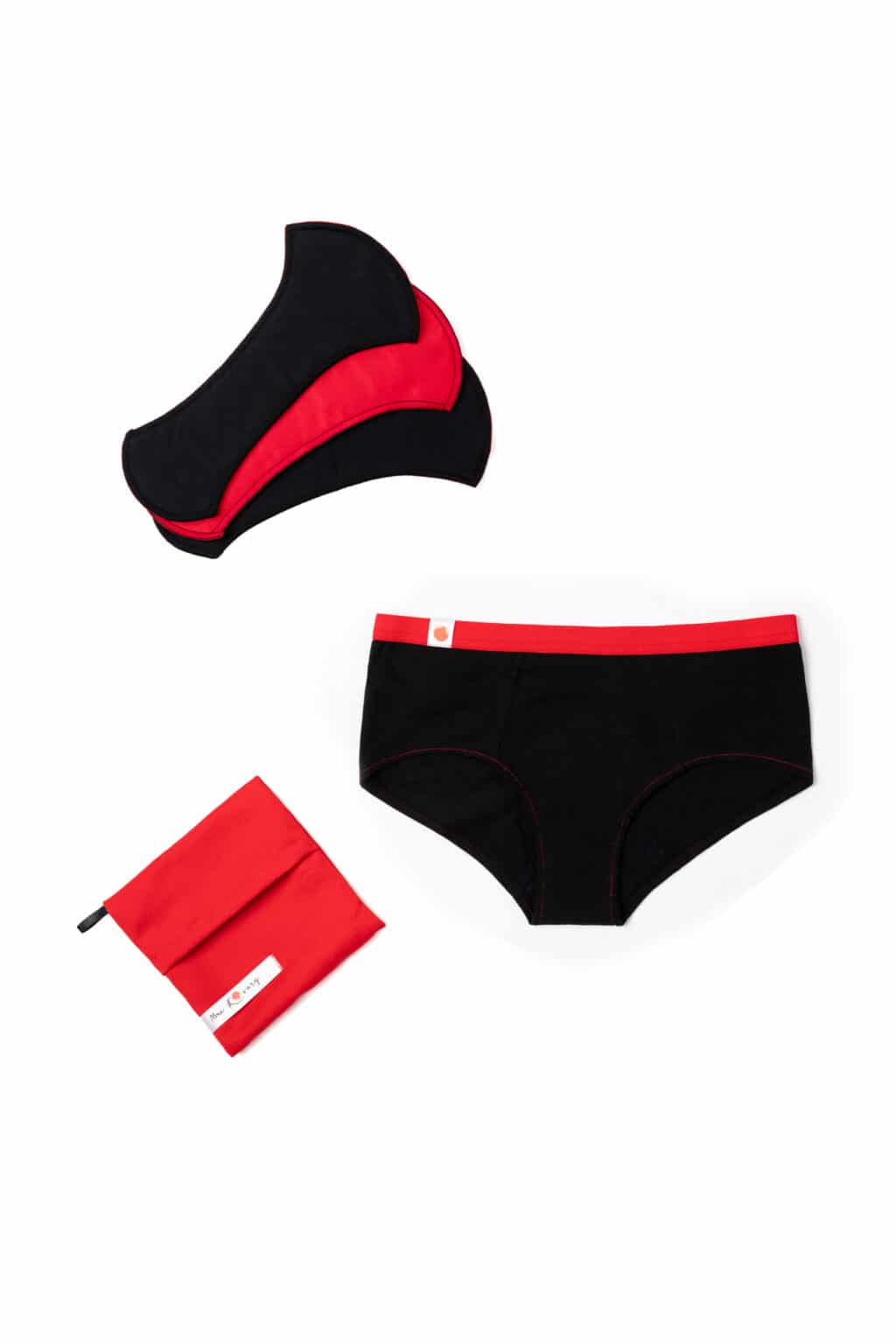 MME L'OVARY - Culottes menstruelles de jour - La Shorty & 3 serviettes - Fibre naturelle - Culotte menstruelle | Samara & Co