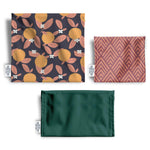 DEMAIN DEMAIN - Ensemble de 3 sacs réutilisables pour aliments pour aliments - Fait de bouteilles de plastique recyclées •  Oranges - Sacs réutilisables | Samara & Co