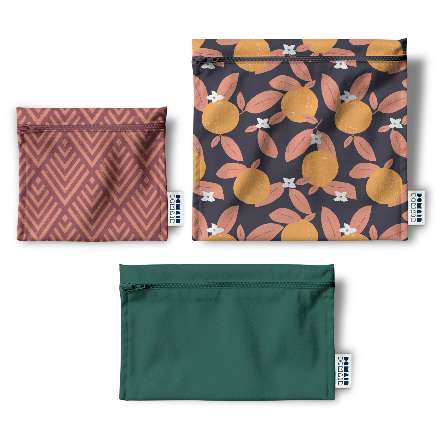 DEMAIN DEMAIN - Ensemble de 3 sacs réutilisables pour aliments pour aliments - Fait de bouteilles de plastique recyclées •  Oranges - Sacs réutilisables | Samara & Co