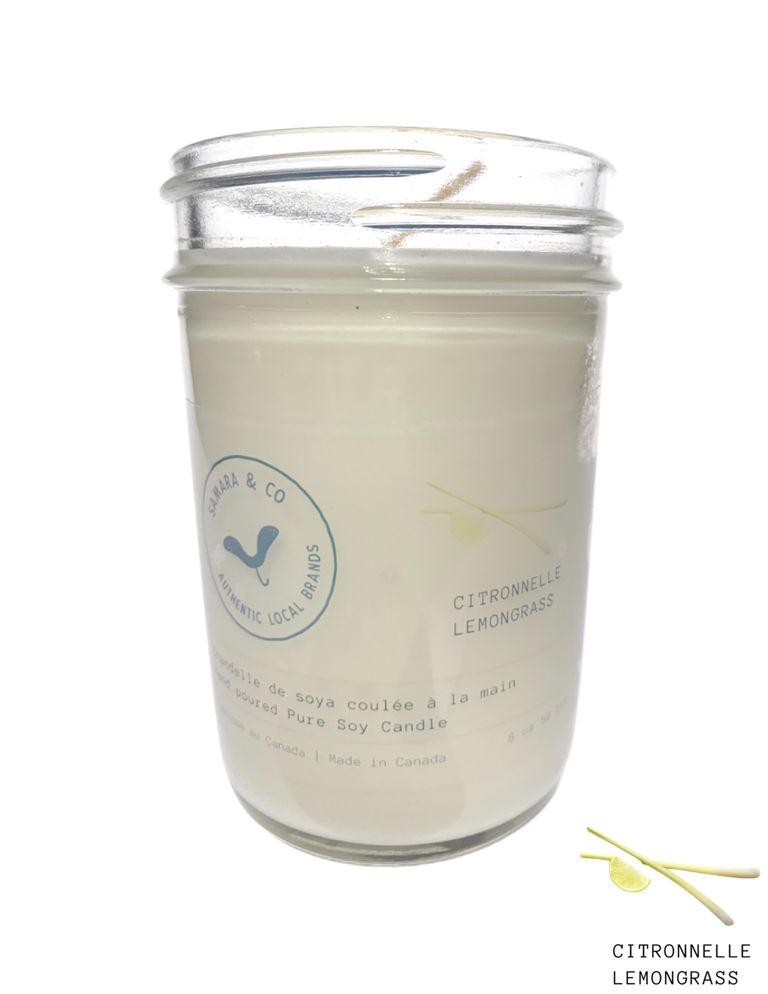 SAMARA & CO - Chandelle à base de cire de soya naturelle - Citronelle - Accessoires Maison | Samara & Co