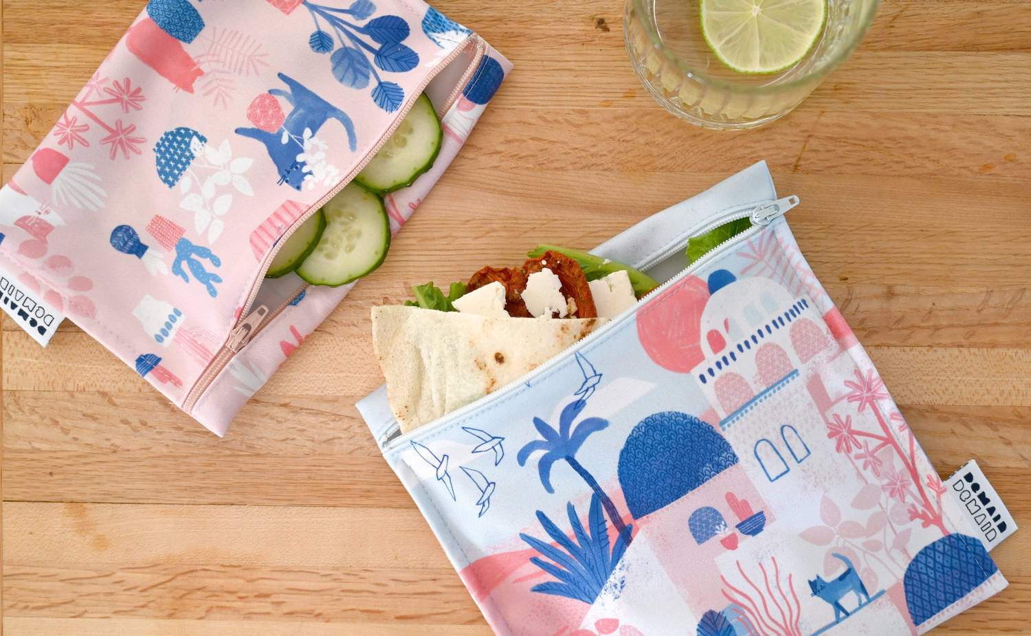 DEMAIN DEMAIN - Ensemble de 3 sacs réutilisables pour aliments - Fait de bouteilles de plastique recyclées •  Santorini par Marjorie et Cie - Sacs réutilisables | Samara & Co