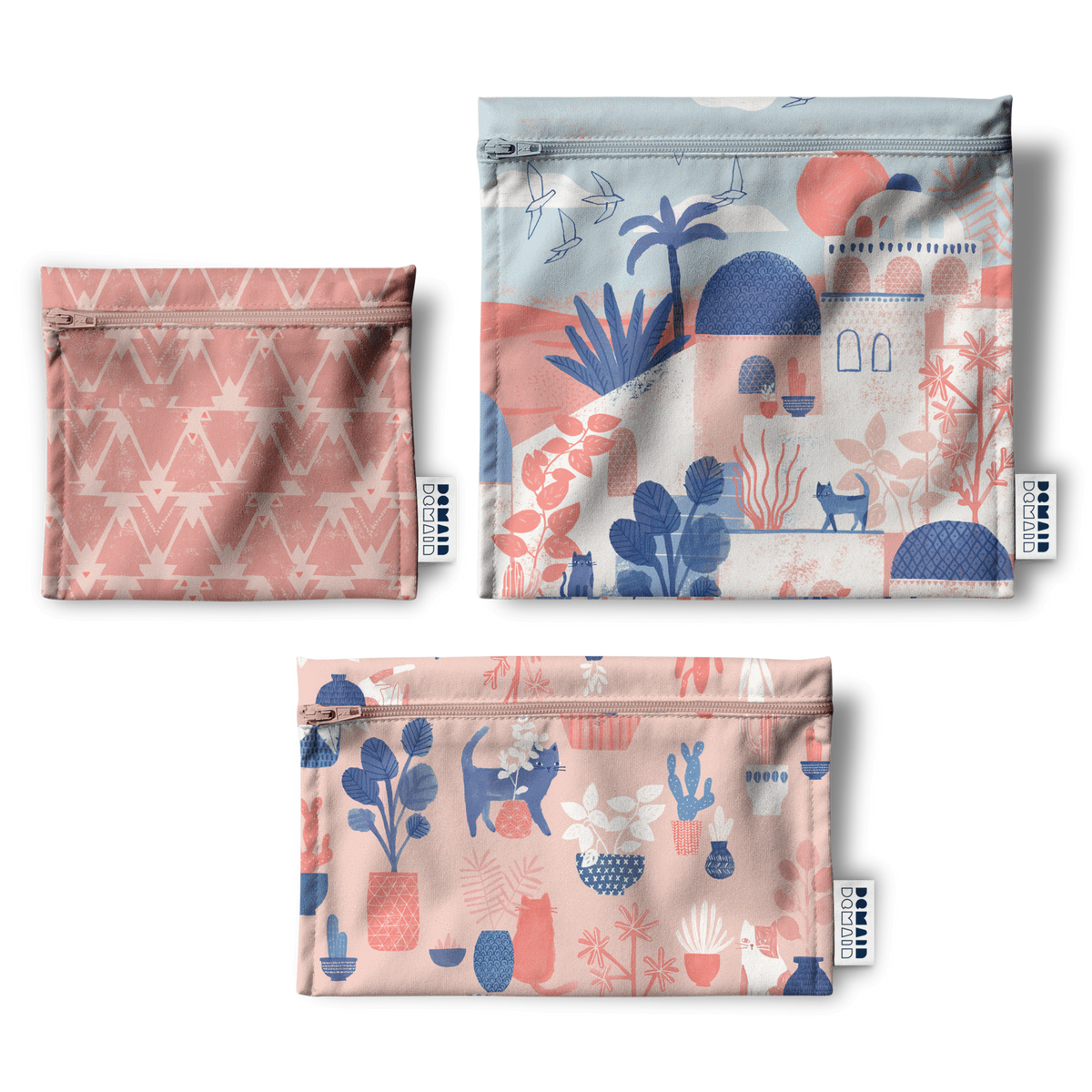 DEMAIN DEMAIN - Ensemble de 3 sacs réutilisables pour aliments - Fait de bouteilles de plastique recyclées •  Santorini par Marjorie et Cie - Sacs réutilisables | Samara & Co