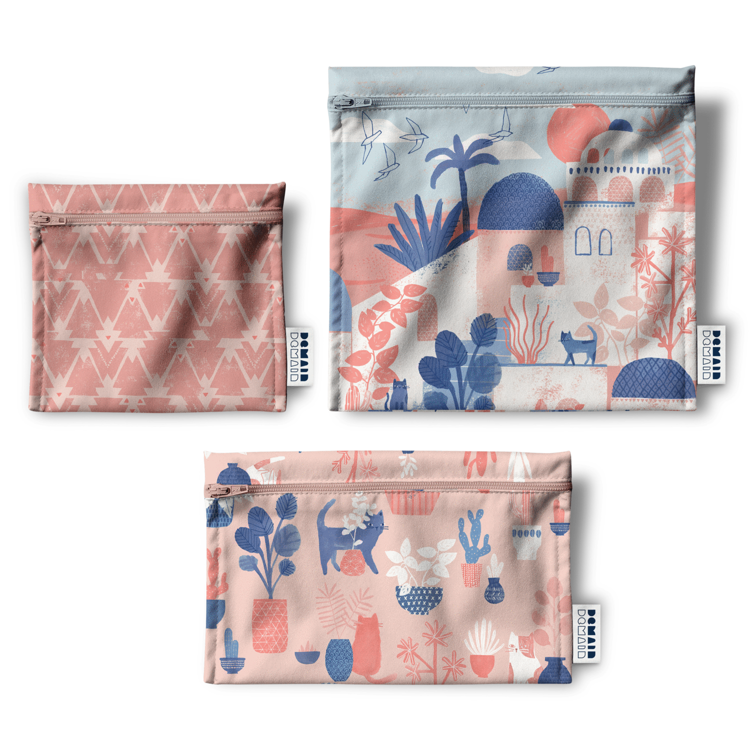DEMAIN DEMAIN - Ensemble de 3 sacs réutilisables pour aliments - Fait de bouteilles de plastique recyclées •  Santorini par Marjorie et Cie - Sacs réutilisables | Samara & Co