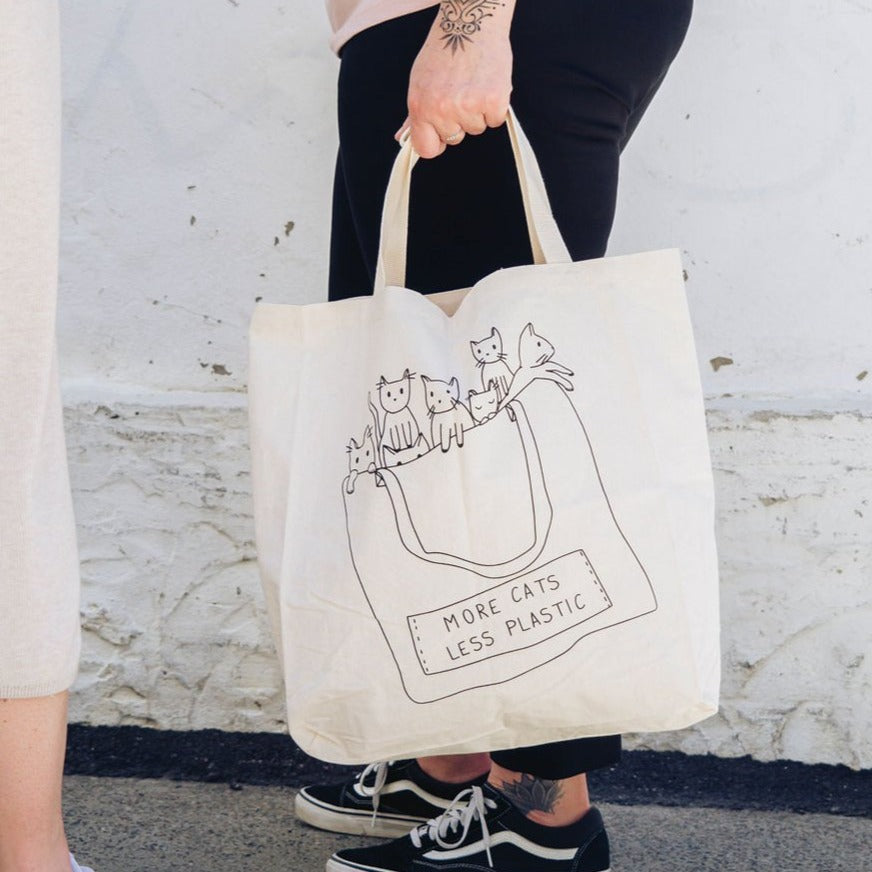 MIMI & AUGUST - More Cats Less Plastic - Sac réutilisable 100% coton - Sacs réutilisables | Samara & Co